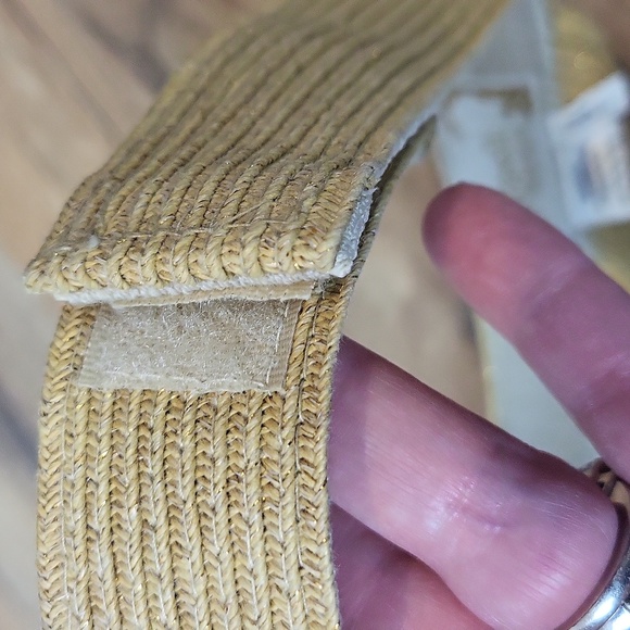 CAPPELLI STRAWORLD Tan Gold Paper Polyester Hook & Loop Adjustable Strap Visor - Picture 9 of 12